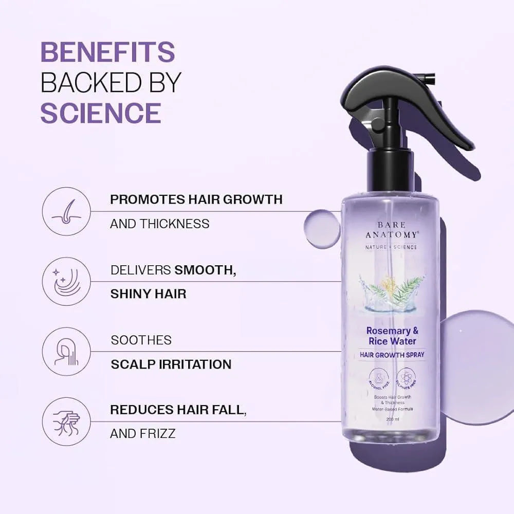 Hair Growth Spray Rosemary Rice Water Science Backed