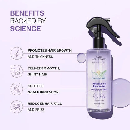 Hair Growth Spray Rosemary Rice Water Science Backed